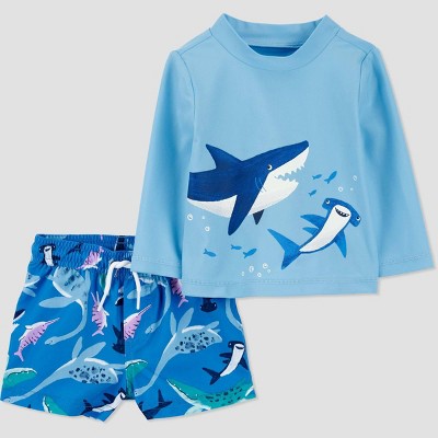 Carter's Just One You ️ Baby Boys' Long Sleeve Shark Printed Rash Guard Set - 3M