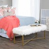 Faux Fur Rectangle Bench White - HomePop - image 3 of 4