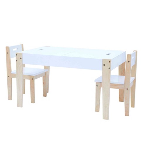 Costway Toddler Craft Table & Chair Set Kids Art Crafts Table withPaper Roll Holder White