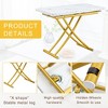 Lyngins 5-Piece Modern Lift Table Set – White Textured Sticker MDF Desktop, Golden Metal Legs & 4 Chairs, Multifunctional Coffee/Dining/Bar Table Set - 2 of 4