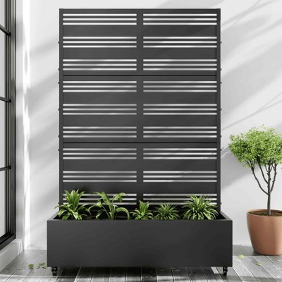 Lirago Iron Black Arch Mobile Planters Planting Box Trellis for Climbing Plants - 72x47