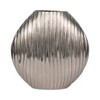 Metal Vase Aluminum Sculptural Decorative Contemporary Design with Textured Ridged Surface and Curved Form - 2 of 4
