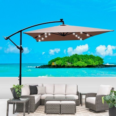 PAGED Square Patio Umbrella Modern Market Umbrella with 8 Steel Ribs, Crank and Cross Base for Garden and Poolside