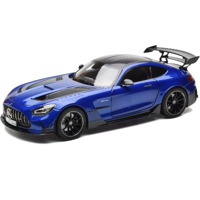 2021 Mercedes-Benz AMG GT Black Series Blue Metallic with Carbon Top and Hood Stripes 1/18 Diecast Model Car by Norev