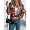 Clearlove Women's Button Down Flannel Plaid Shirt Jacket Oversized Vintage Shacket Long Sleeve Collared Work Casual Shirts Tops - 4 of 4