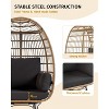 Oversize 360° Swivel Egg Chair - Patio Rotating Rattan Egg Basket Lounge Chair, Steel Frame, with 4 Cushions for Patio, Porch, Backyard, Living Room - 4 of 4