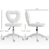Armless Computer Desk Chair, Office Task Chair, Teddy Fleece Heart Makeup Vanity Chair with Swivel Wheels - 3 of 4
