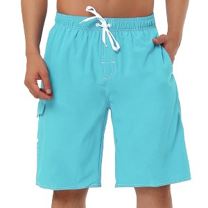 Lars Amadeus Men's Summer Solid Drawstring Elastic Waist Swim Beach Board Shorts - 1 of 4