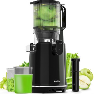 Aeitto 5.3" Large Feed Chute Masticating Juicer, Cold Press Juicer Machines,1.7L Large Capacity,  Easy to Clean with Brush, Black