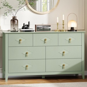 54-Inch Fluted 7-Drawer Wood Dresser Modern Chest of Drawers for Bedroom, Living Room, Hallway & Entryway Storage - 1 of 4