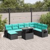 vidaXL Patio Sofa Set with Cushions Table and Couches 9 Piece Poly Rattan - Black without storage - 2 of 4