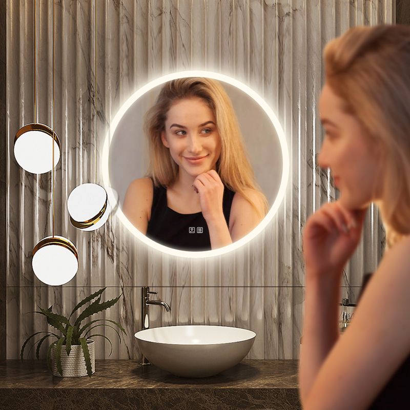 HOMLUX Dimmable Round Backlit Mirror with Memory, Auto-off Anti-fogging and 3 color Temperature for Bathroom, 5 of 7