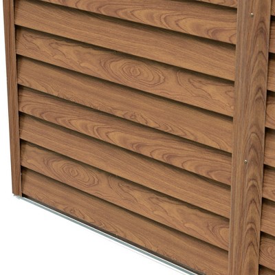 Outsunny Brown Metal Storage Shed with Windows and Sliding Doors
