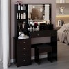 VYNXARIA 41" Large Size Left Bedside Cabinet Vanity Table&Cushioned Stool,Multi Layer High Capacity Storage,Suitable For Large Space,Black - 3 of 4