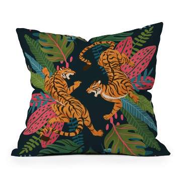 Avenie Jungle Cats Outdoor Throw Pillow Orange - Deny Designs