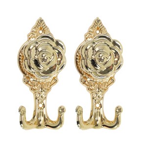 Unique Bargains Curtain Holdbacks Peony Hooks Iron 5.43"x2.36" 1Pair - 1 of 4