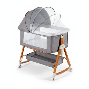 Foalom Baby Bassinet 3 in 1 Foldable Portable Crib,6 Adjustable Height,with Wheels - 1 of 4