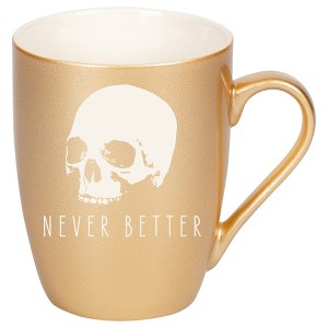 100 North Skull 10 Ounce Vegas Gold Metallic Finish, Comfortably Fits Your Hands, New Bone China Coffee Tea Cup Mug, Never Better - 1 of 1