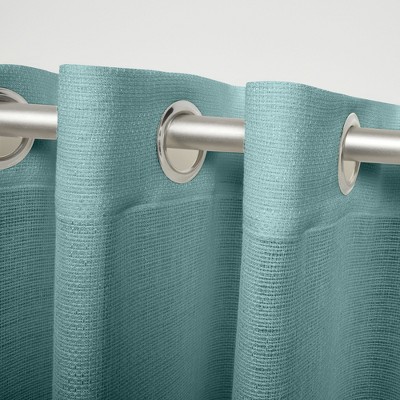 Teal and Cloud Gray Semi-Sheer Polyester Grommet Window Panels, 54"x84"