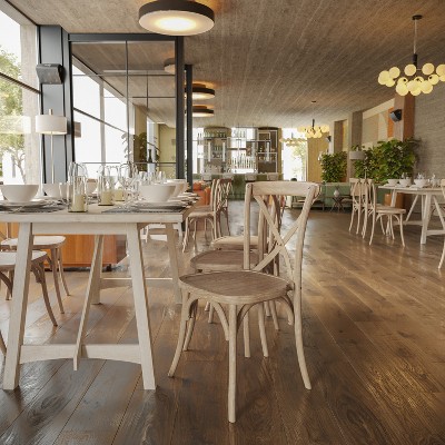 Natural White Grain Wood Cross Back Dining Chair