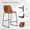26 inch Counter Height Bar Stools Set of 2 Leather Barstool with Back and Metal Leg Modern Bar Stools - 2 of 4