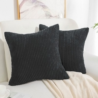 PiccoCasa Soft Corduroy Striped Cushion Decorative Throw Pillowcase 2 Pcs