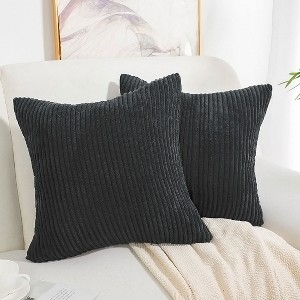 PiccoCasa Soft Corduroy Striped Cushion Decorative Throw Pillowcase 2 Pcs - 1 of 4