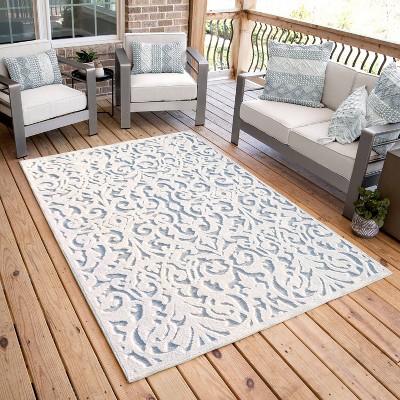 Ladybird Natural Blue High Low Indoor Outdoor Rug