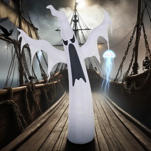 Halloween Inflatables Outdoor Decorations White Ghost, Light Up Blow Up Yard Decor w/LED Light and Fan Indoor Outdoor for Garden, Lawn, Party - 1 of 4