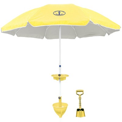 Anchor Works: Classic Beach Umbrella & AnchorONE Kit – Mellow Yellow - 7.5ft