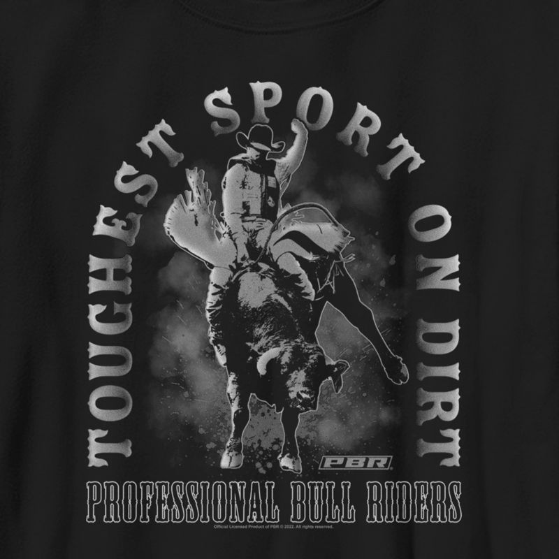 Boy's Professional Bull Riders Toughest Sport on Dirt Black and White T-Shirt, 2 of 6
