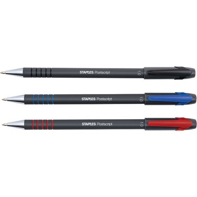 Staples Postscript Ballpoint Stick Pens MED 1.0MM Assorted 24PK (28469)