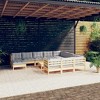vidaXL 12 Piece Patio Lounge Set with Gray Cushions Pinewood - Brown and Gray - 2 of 4