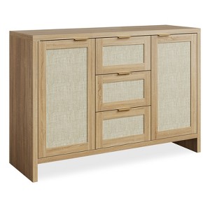 2 Doors and 3 Rattan Drawers, Sideboard Buffet Cabinet,Coffee Bar Cabinet with Adjustable Shelves for Living Room, - 1 of 4