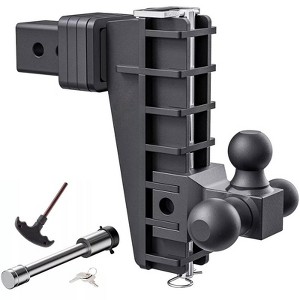 Trailer Hitch Ball, Hitch Ball Mount - Adjustable  Receiver Dual Ball Drop/Rise w/Anti-Theft Pin for Truck/RV/Trailer/Camper - 1 of 1