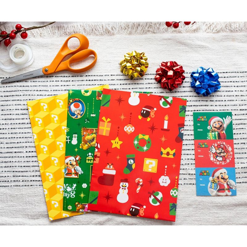Super Mario Bros. 9-Piece Holiday Wrapping Paper Kit, 3 of 10