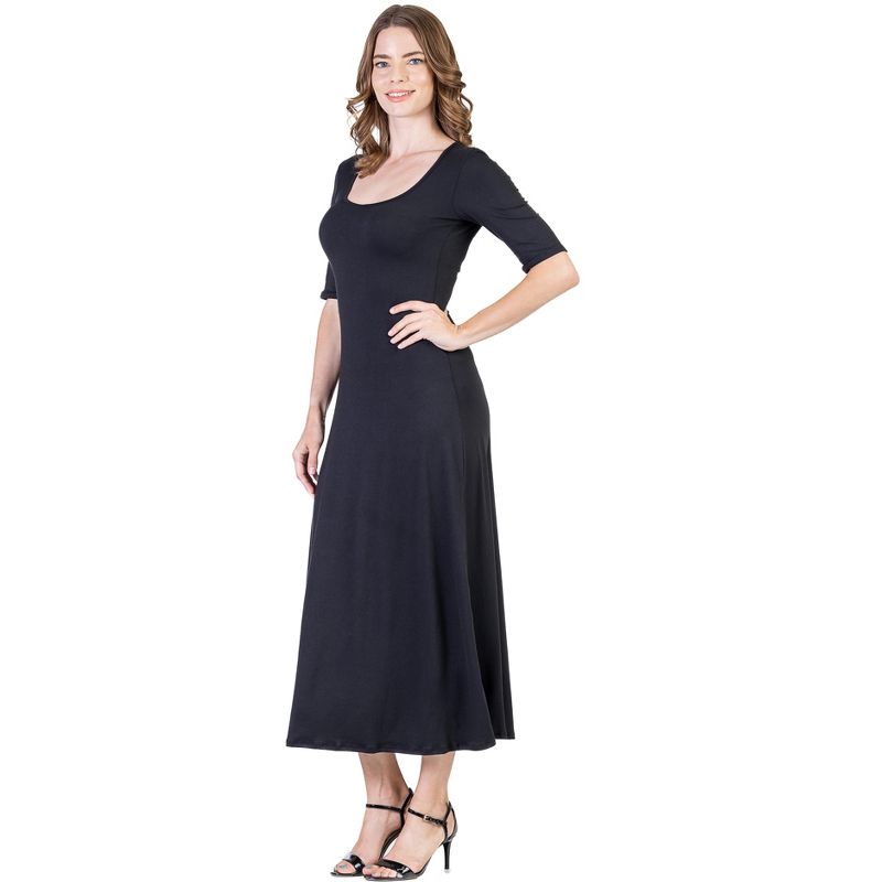 24seven Comfort Apparel Womens Casual Maxi Dress With Sleeves, 2 of 7