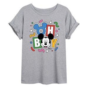 Women's - Disney - Mickey Oh Boy 90s Oversized Graphic T-Shirt - 1 of 4