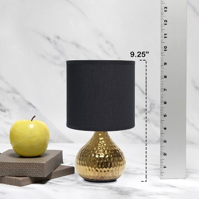Hammered Gold Drip Mini Table Lamp with Black Shade