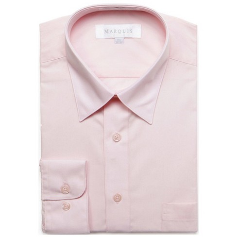 Marquis Men's Pink Long Sleeve Regular Fit Point Collar Dress Shirt 17 ...