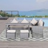 Outsunny 5 Piece Patio Furniture Set, Outdoor L-Shaped Sectional Sofa with 3 Loveseats, 2 Ottoman Chairs, Dining Table, Cushions, Storage, Beige - 2 of 4