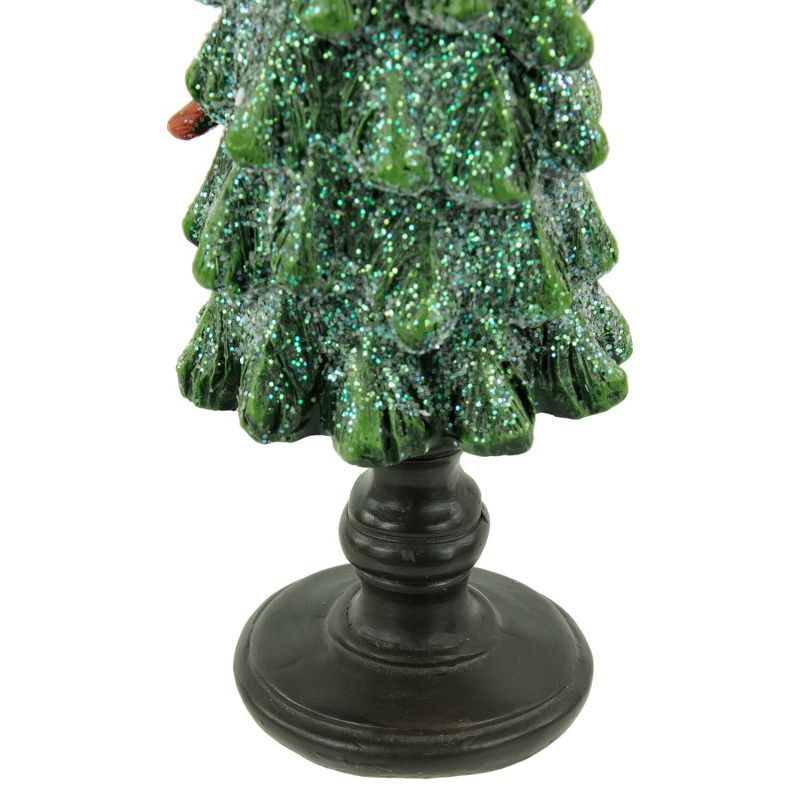 Northlight 8.75" Green Glittered Christmas Tree With Red Cardinals Decoration, 3 of 6