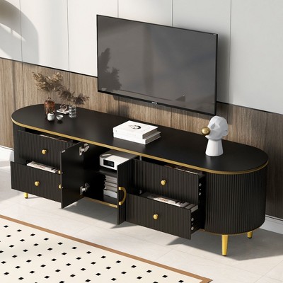 CAVINAS TV Stand for TVs up to 80 Inches,Entertainment Center with 4 Drawers and 1 Cabinet,TV Stands for Living Room