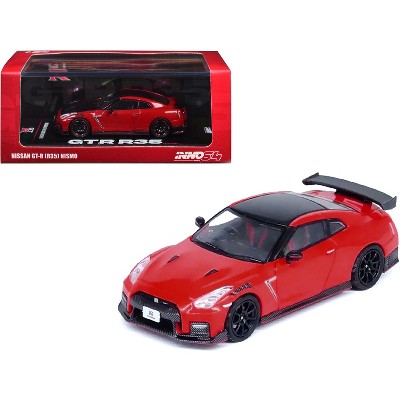 Nissan GT-R (R35) Nismo RHD (Right Hand Drive) Red with Carbon Hood and Top 1/64 Diecast Model Car by Inno Models