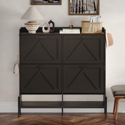 Shoe Cabinet with 4 Flip Drawers