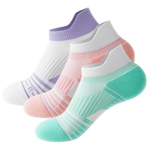 Anna-Kaci 3 Pairs Cushioned Sport Ankle Socks with Arch Support Breathable Stretch Mesh Knit Athletic Low-Cut Design - 1 of 4