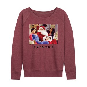 Women's - Friends - Xmas Costumes Lightweight French Terry Wide Neck Long Sleeve Graphic Shirt - 1 of 4