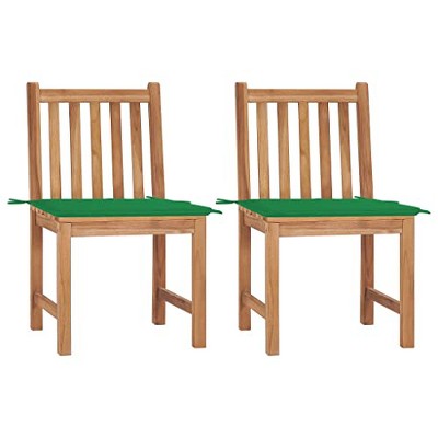 vidaXL 2 pcs Solid Teak Wood Patio Chairs with Cushions - Durable, Weather-Resistant Outdoor Furniture