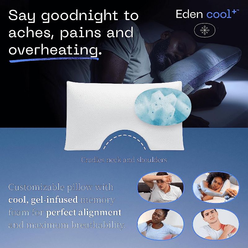 Coop Home Goods Eden Cool+ Cut-Out Pillow,  Plus Memory Foam with Cooling Gel, Side Sleeper for Pain Relief, CertiPUR-US/GREENGUARD Gold, 3 of 10