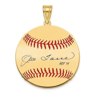 Black Bow Jewelry 14K Gold Plated Joe Torre Signature MD Enamel Baseball Pendant